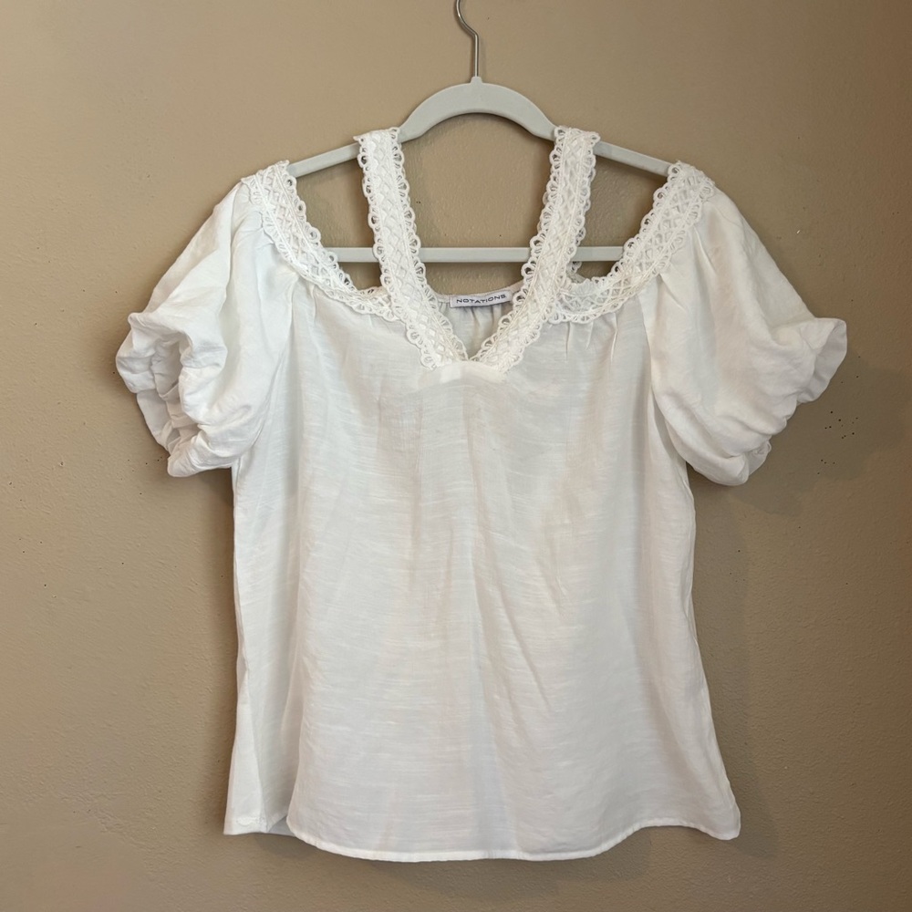 Sweet Lacy Dainty Romantic Prairie Peasant Cottage Flowy Top